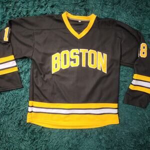 Boston Happy Gilmore 18 Hockey Jersey Black & Gold | Boxy Fit